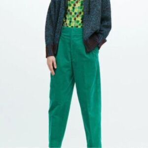 Uniqlo x MARNI Corduroy Wide-Leg Pleated Pants Green XXS